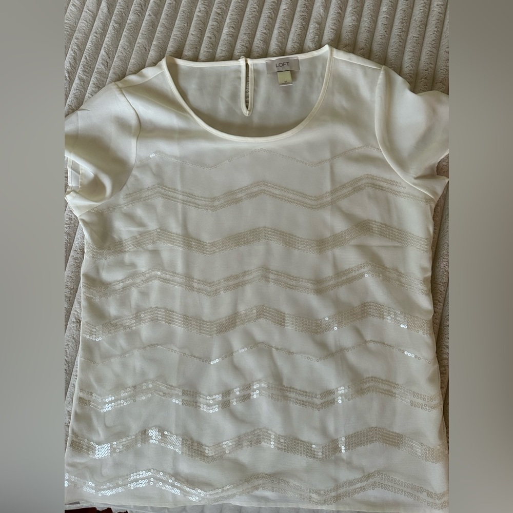 Cream and sequins loft shirt- worn a few times
